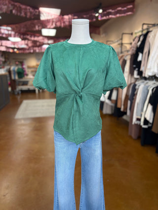 Twist Waist Suede Top