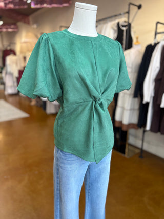 Twist Waist Suede Top