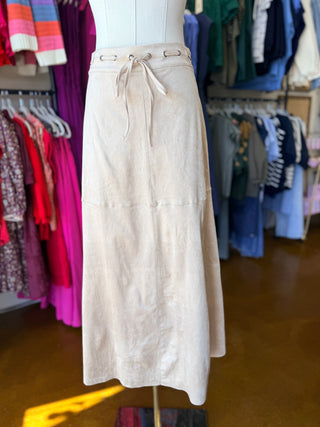 Drawstring Suede A-Line Skirt