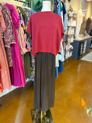 Washed Satin Asymmetrical Pleated Pants