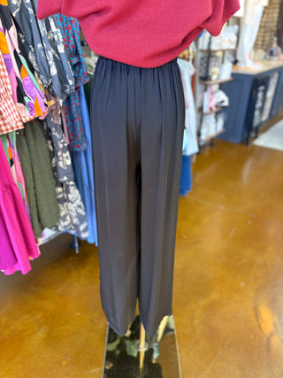 Washed Satin Asymmetrical Pleated Pants