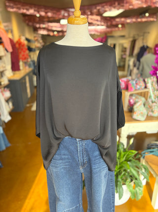 Satin Boat Neck Caftan Blouse