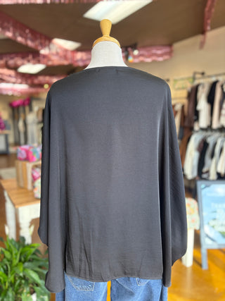 Satin Boat Neck Caftan Blouse