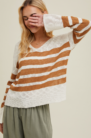 Striped Crochet Sweater Top