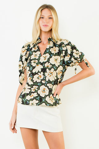 LaNor Bow Tie Sleeve Top