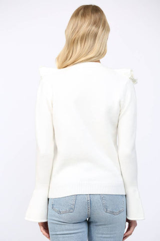 Cascading Pearl Ruffle Cardigan