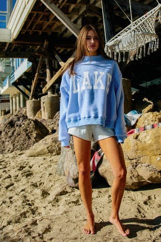 LAKE + BEACH | Reversible Mock-neck Crop Sweatshirt