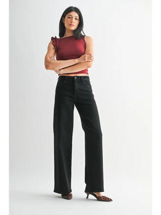 High Rise Stretchy Wide Leg - Black