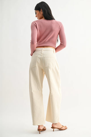 Raw Hem Barrel Jeans
