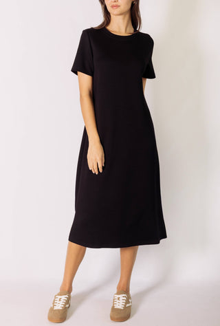 Butter Modal Short Sleeve Contrast Rib Neckband Midi