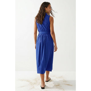 Sleeveless Belted Maxi Shirt Dress