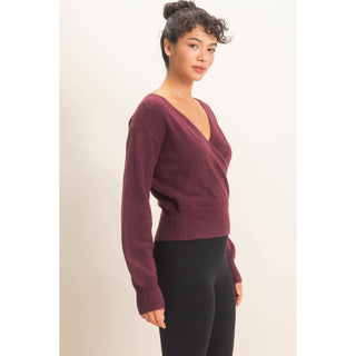 Wrap V Neck Sweater