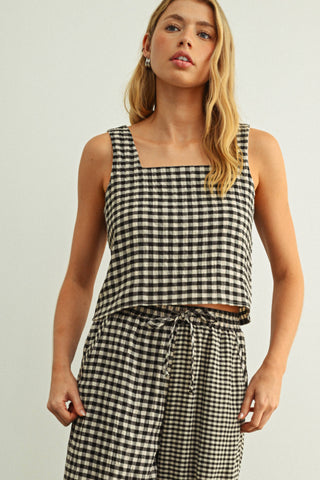 Gina Gingham Square Neck Top