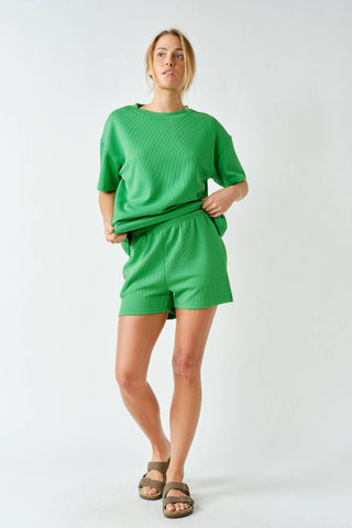 Luxe Sand Wash Rib Classic Tee Set