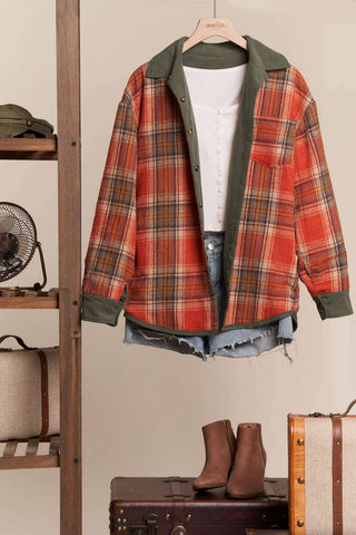 Reversible Corduroy and Plaid Flannel Shacket