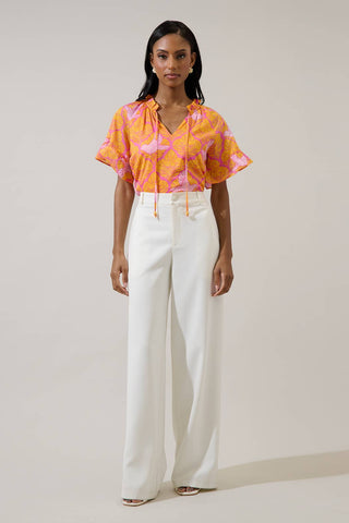 Jaidy Floral Erie Split Neck Top