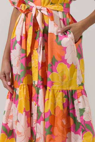 Milley Floral Wynette Tiered Midi Dress
