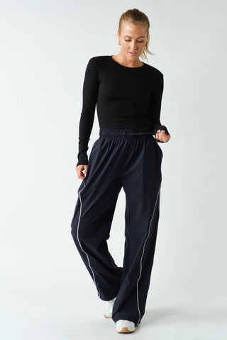 Essential Long-Sleeved Micro-Ribbed Athleisure Top
