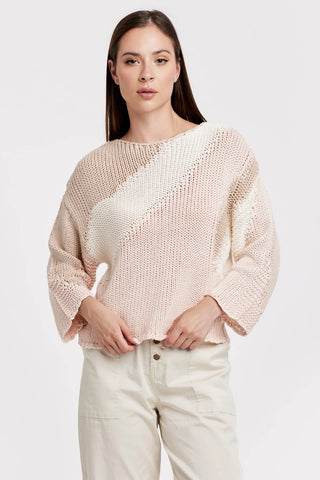 Azaria Round Neck Colorblock Sweater