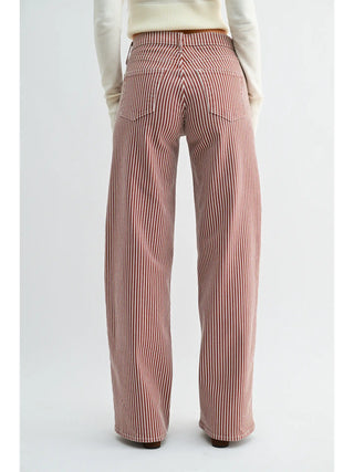 Classic Relaxed Wide Leg - Brown Pinstripe