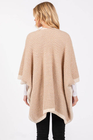 Fuzzy Herringbone Knit Kimono With Pockets