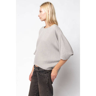 Hemp Blend Quarter Sleeve Batwing Blouse