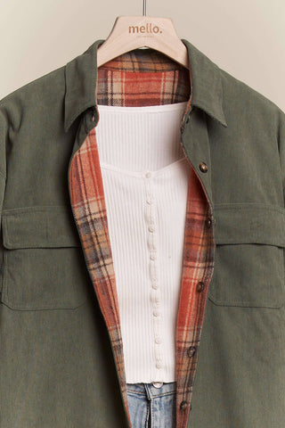 Reversible Corduroy and Plaid Flannel Shacket