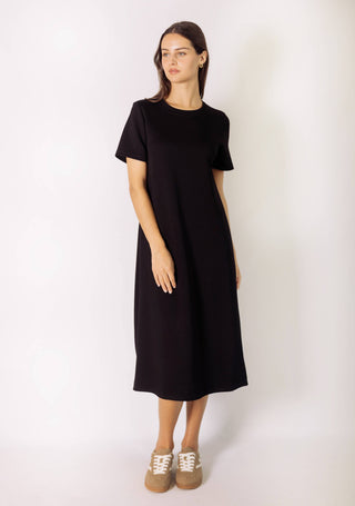 Butter Modal Short Sleeve Contrast Rib Neckband Midi