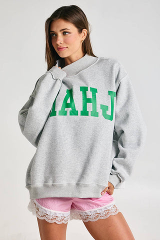 MAHJONG  Reversible "MAHJ"&"BAM" Mock Neck Sweatshirt