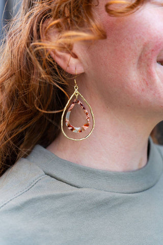 Savannah Earrings - Seafoam & Rust