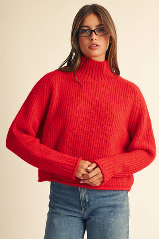 Brushed Mock Neck Sweater