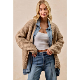 Layered Denim Cardigan