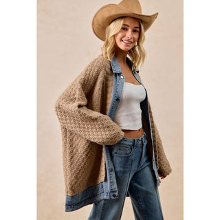 Layered Denim Cardigan