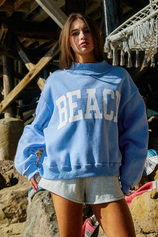 LAKE + BEACH | Reversible Mock-neck Crop Sweatshirt