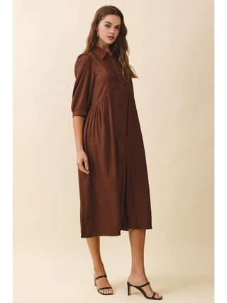 Pintuck Midi Dress