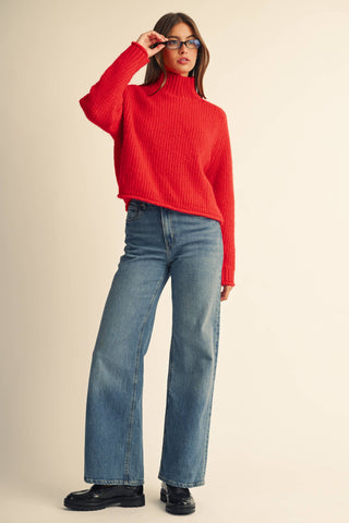 Brushed Mock Neck Sweater