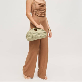 Abigail Straw Clutch Bag With Chain Strap