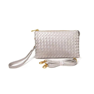 Kathy Woven Three Compartment Clutch/Crossbody Bag