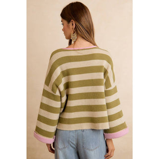 Striped Reversible Rolled Sleeve Sweater