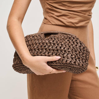 Abigail Straw Clutch Bag With Chain Strap