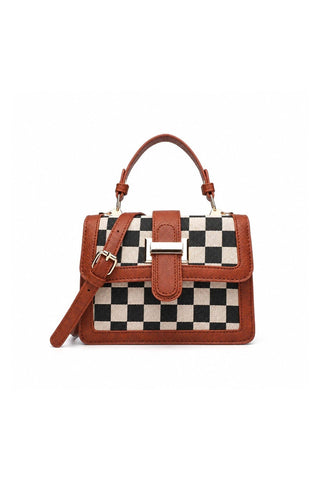 Nora Checkered Top Handle Bag