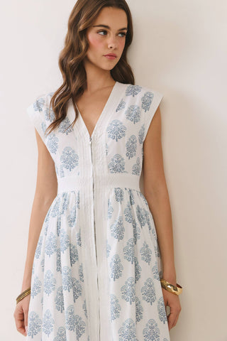 Floral Zip-Up Midi Dress