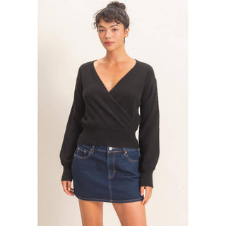 Wrap V Neck Sweater