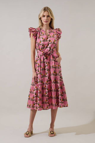 Peacock Bay Sita Ruffle Midi Dress