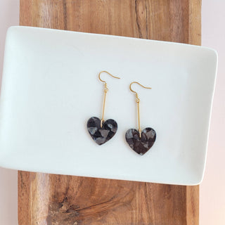 Mina Heart Earrings - Black