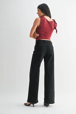 High Rise Stretchy Wide Leg - Black