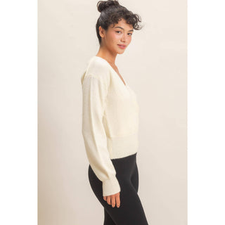 Wrap V Neck Sweater