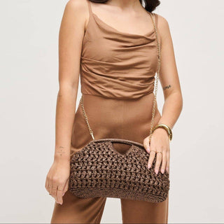Abigail Straw Clutch Bag With Chain Strap
