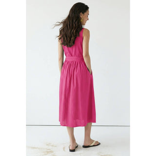 Sleeveless Belted Maxi Shirt Dress