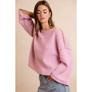 Striped Reversible Rolled Sleeve Sweater